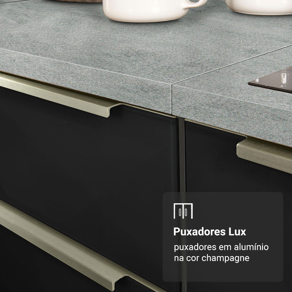 Balcão de Cozinha 80 cm 2 Gavetas Branco/Preto Lux Madesa