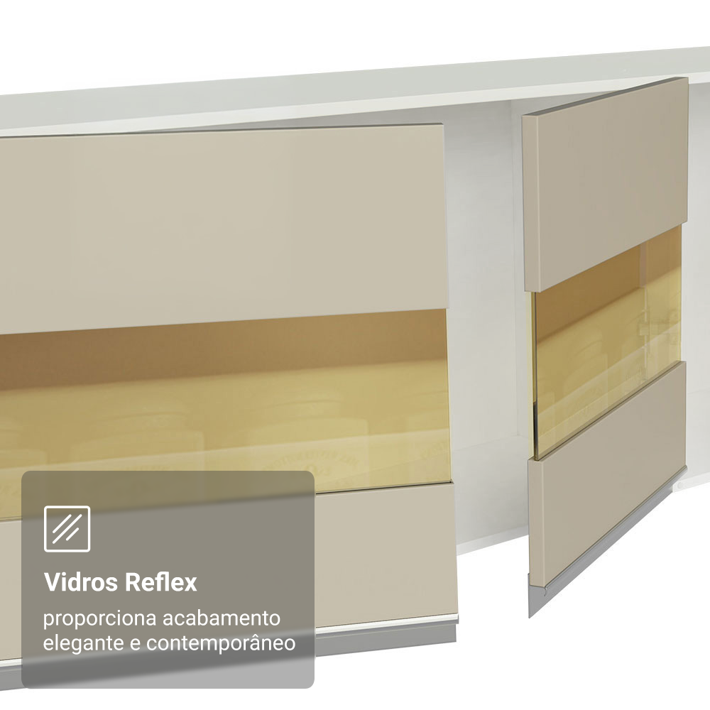 Armário de Cozinha Completa de Canto 507 cm Branco/Rustic/Crema Smart 100% MDF Madesa 01