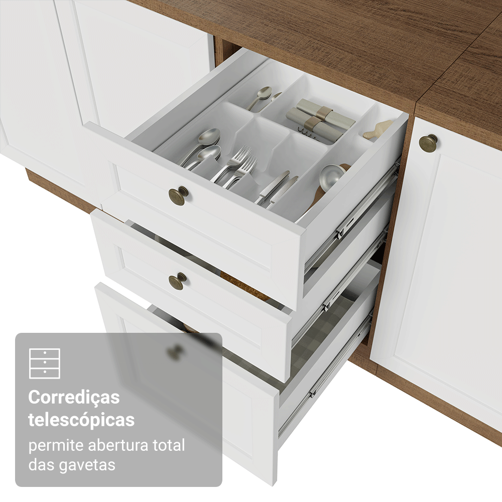 Armário de Cozinha Completa de Canto 549 cm Rustic/Branco Vik Madesa 01