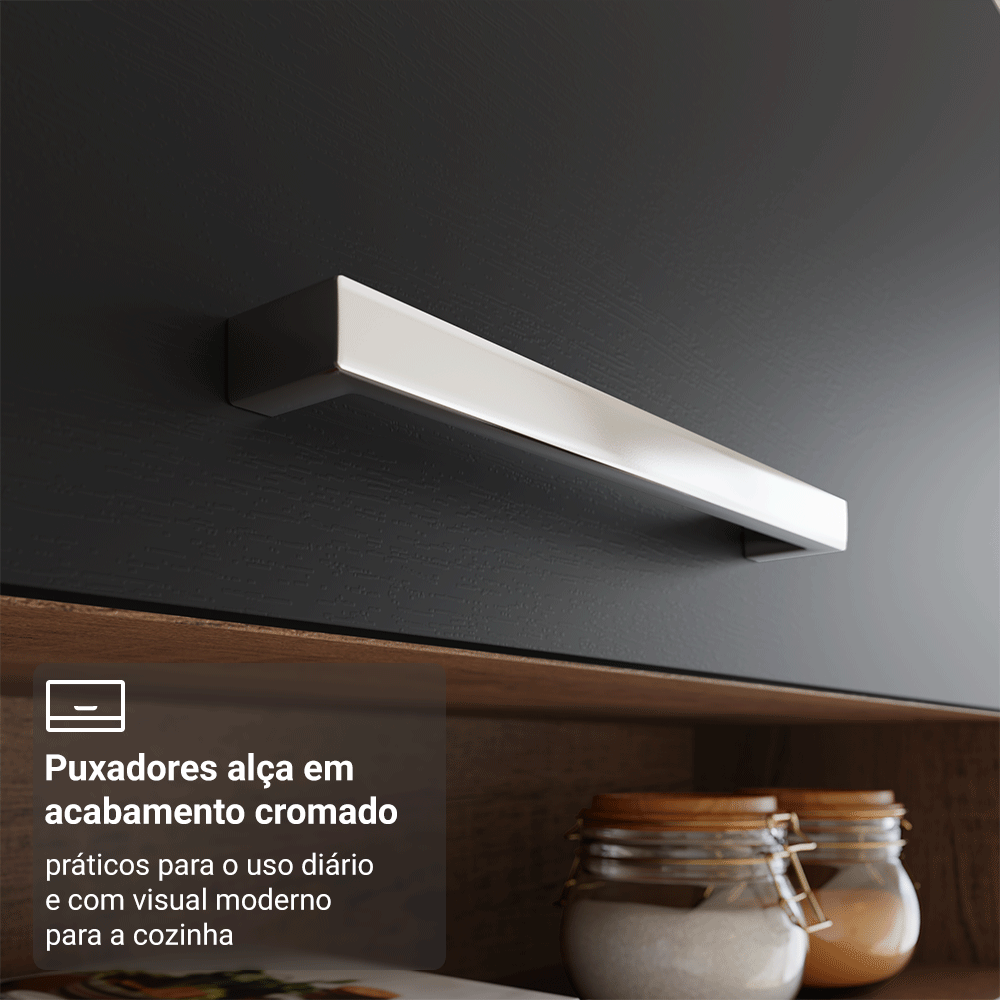 Armário de Cozinha Completa 220 cm Rustic/Preto Deli Madesa 02