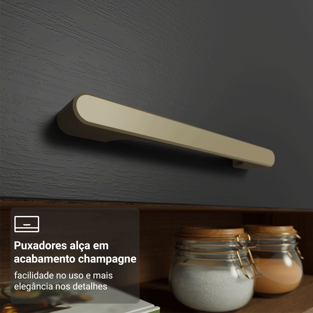 Armário de Cozinha Completa 305 cm Rustic/Preto Lille Madesa 01