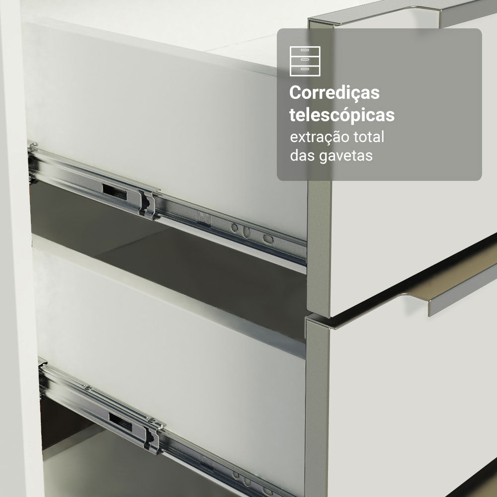 Armário de Cozinha Compacta 180 x 60 cm Branco/Branco Veludo Lux Madesa 05