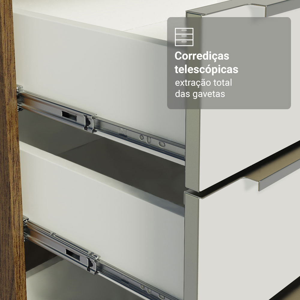 Armário de Cozinha Compacta 200 x 60 cm Rustic/Branco Veludo Lux Madesa 06
