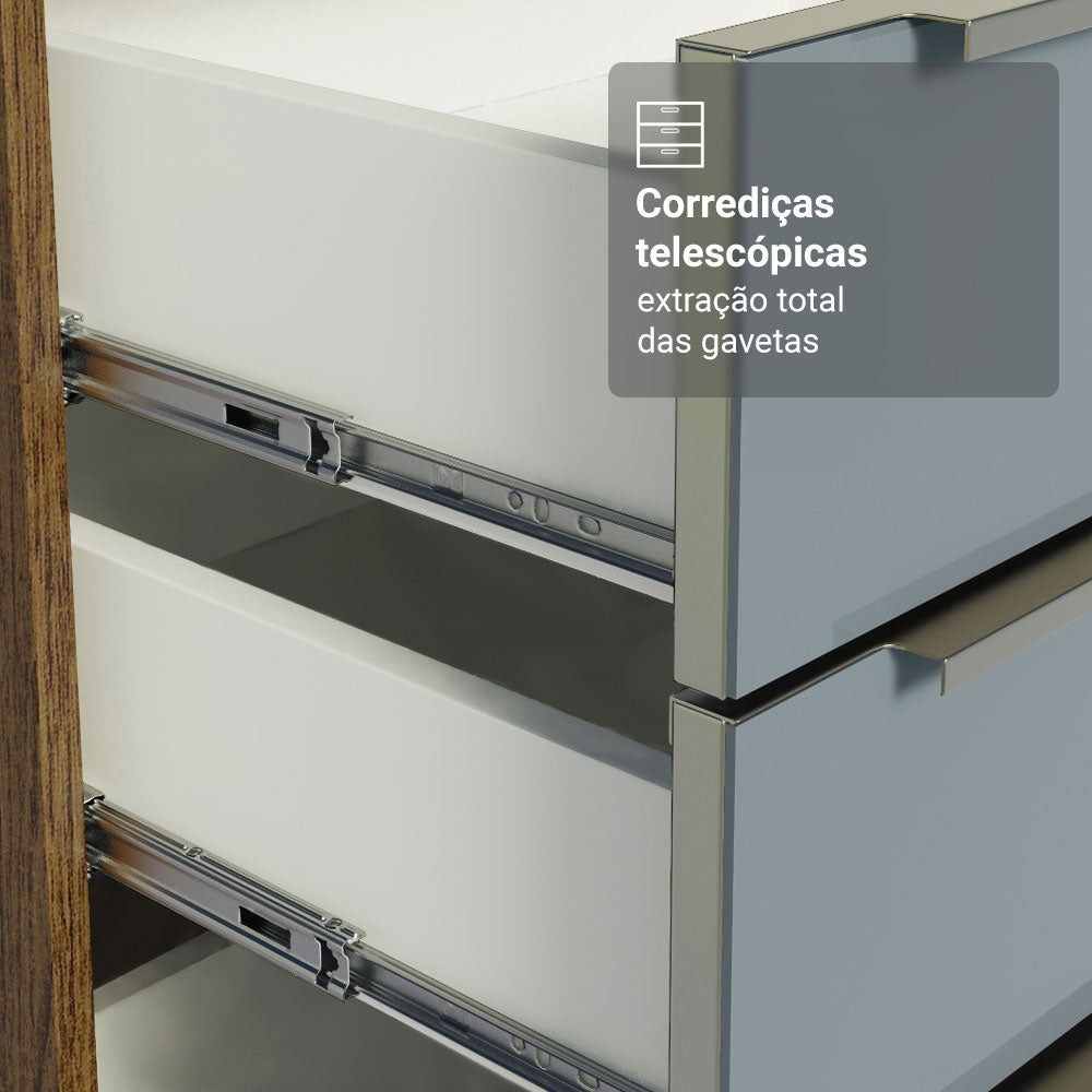 Armário de Cozinha Compacta 200 cm Rustic/Cinza Lux Madesa 07