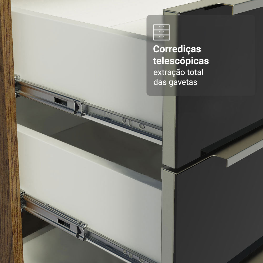 Armário de Cozinha Completa 270 cm Rustic/Preto Lux Madesa 05