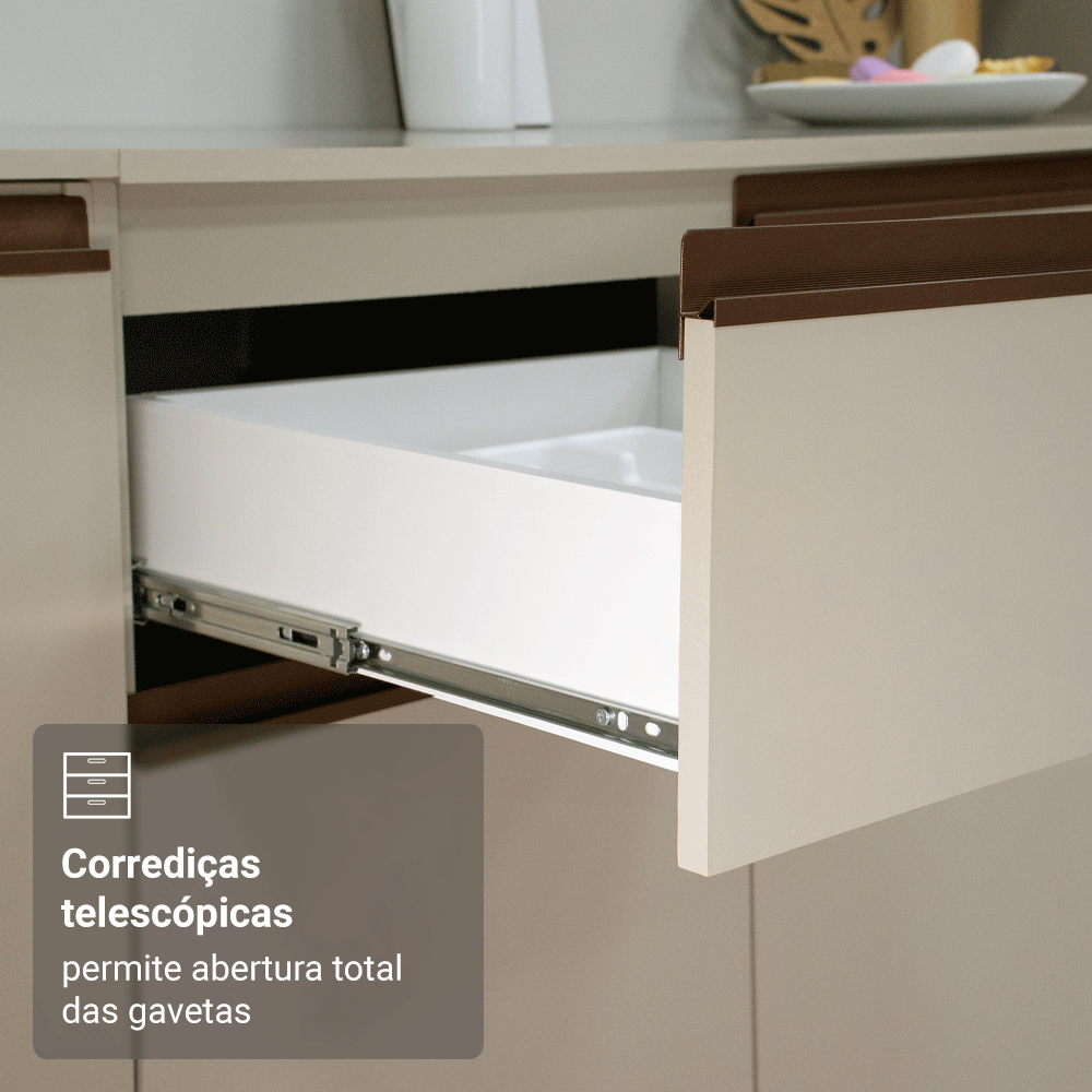Armário de Cozinha Compacta 180 cm Crema Nice Madesa 01