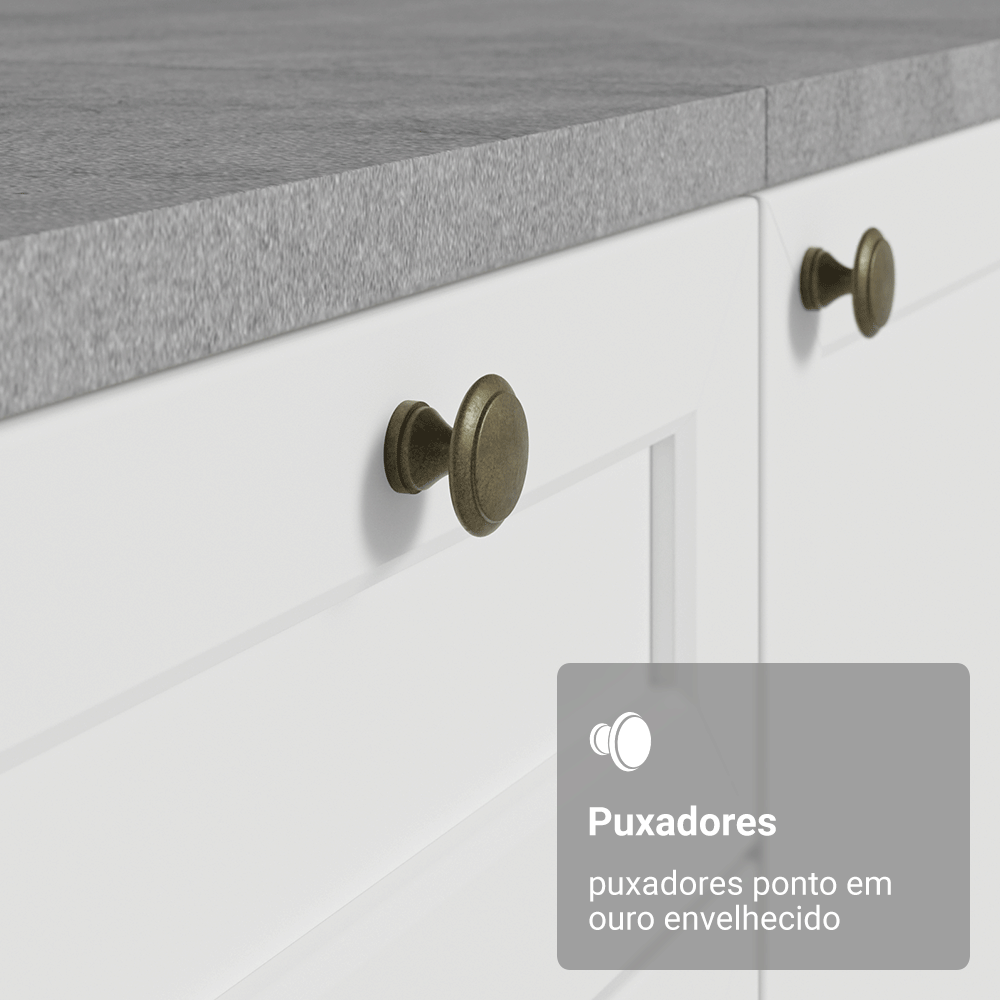 Armário de Cozinha Completa de Canto 549 cm Branco Vik Madesa 01