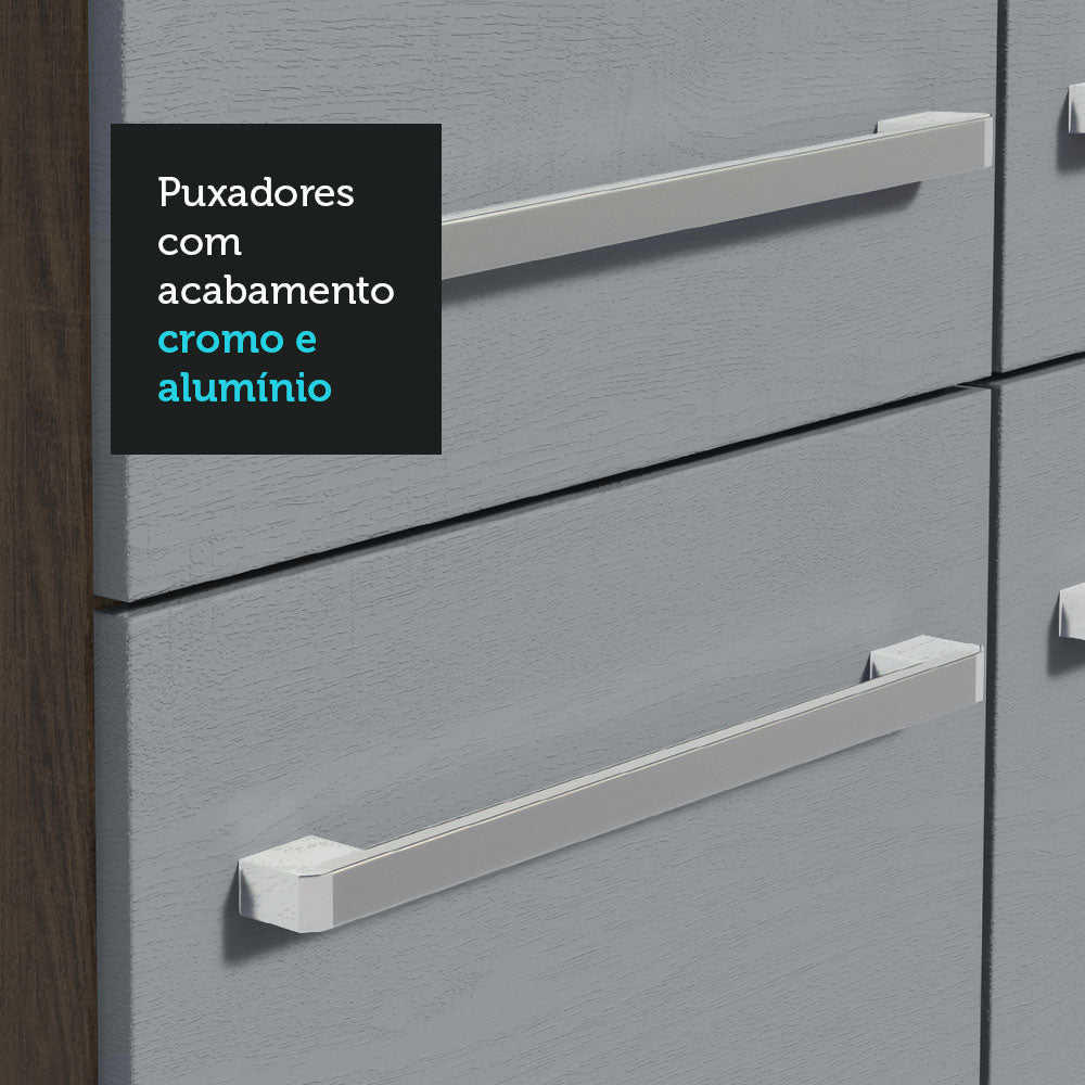 Armário de Cozinha Completa 293cm Rustic/Cinza Emilly Madesa 01