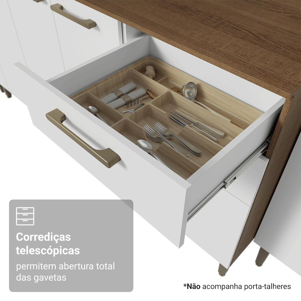 Armário de Cozinha Completa 245 cm Rustic/Branco Lille Madesa 01