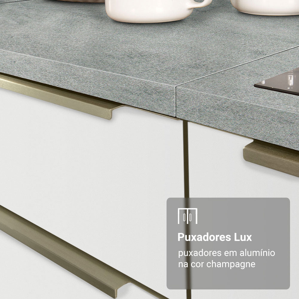 Armário de Cozinha Compacta 180 x 60 cm Branco/Branco Veludo Lux Madesa 03