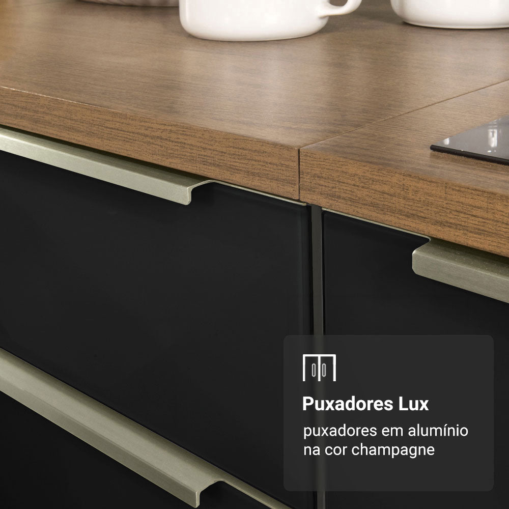 Armário de Cozinha Compacta 180 cm Rustic/Preto Lux Madesa 04