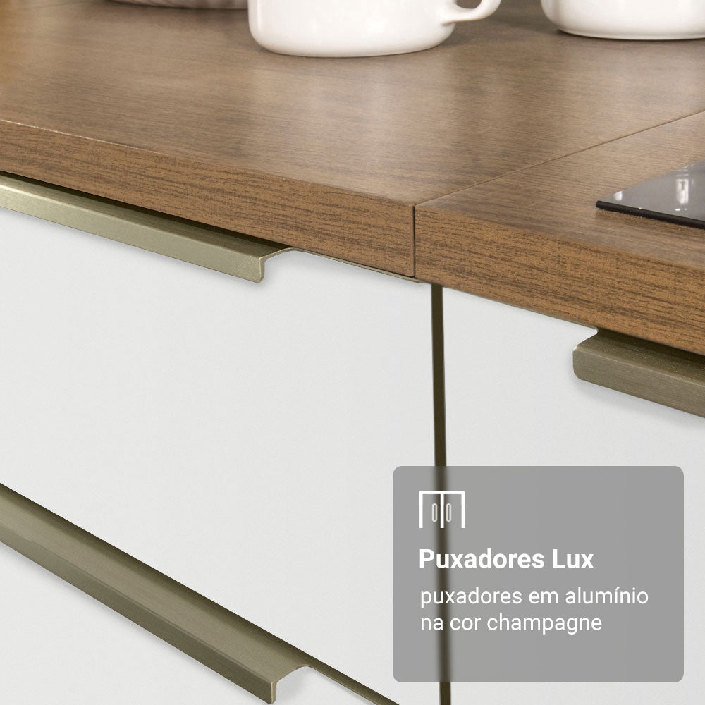 Armário de Cozinha Completa 350 x 60 cm Rustic/Branco Veludo Lux Madesa 02
