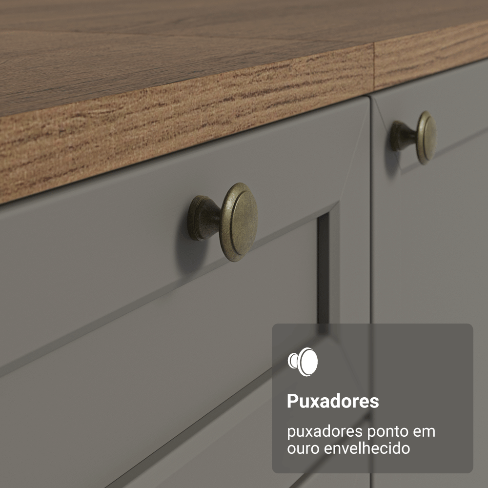 Armário de Cozinha Completa 270 cm Rustic/Cinza Vik Madesa 05