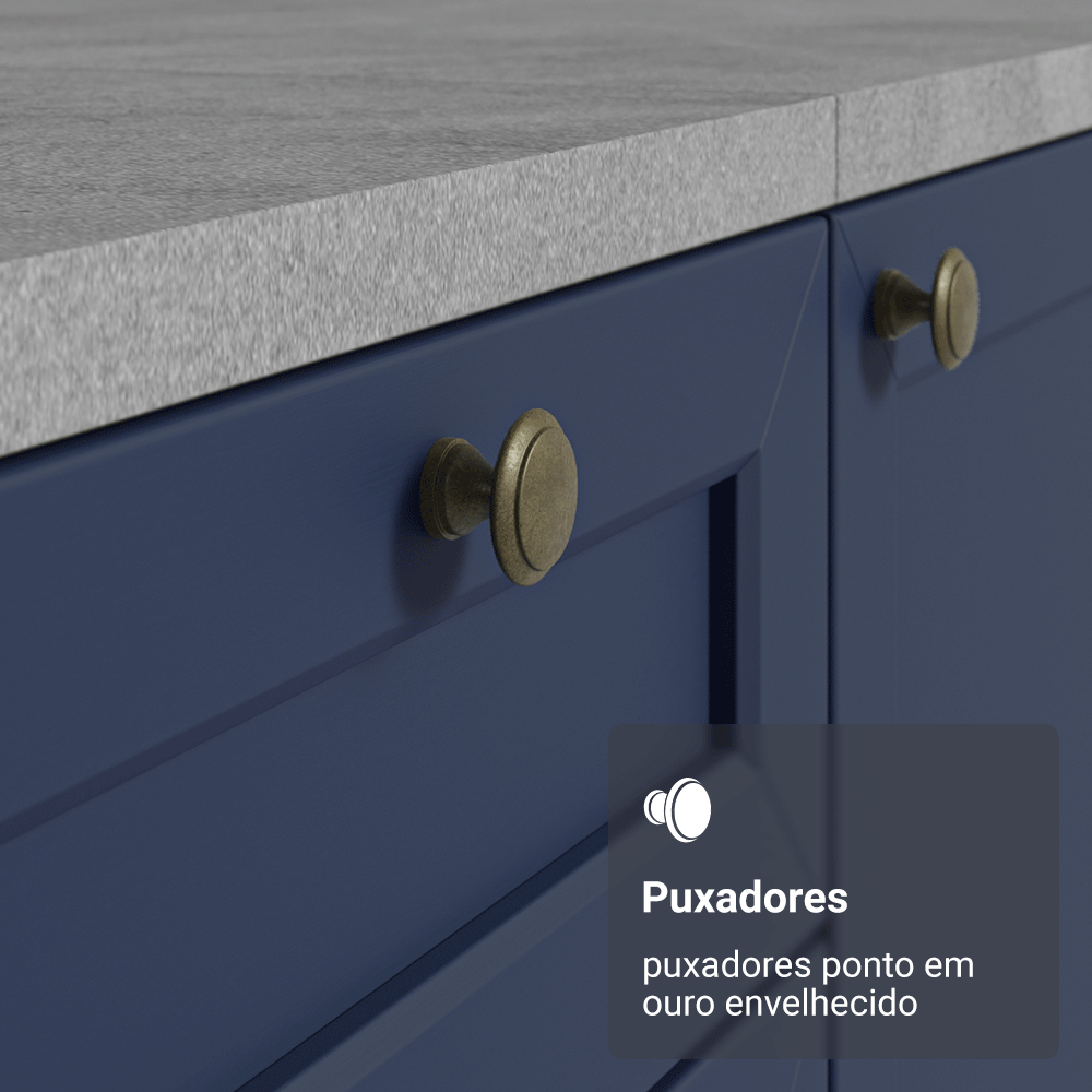Armário de Cozinha Completa 270 cm Branco/Azul Vik Madesa 05