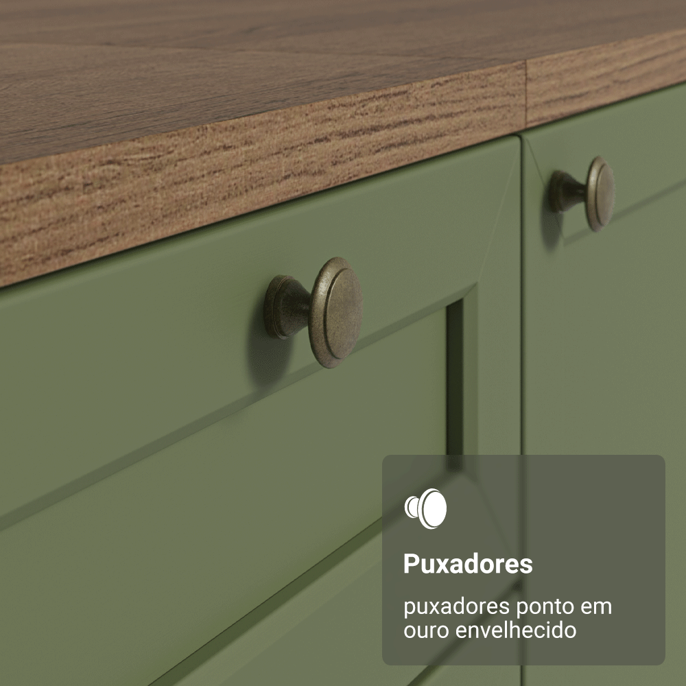 Armário de Cozinha Completa 270 cm Rustic/Verde Vik Madesa 06