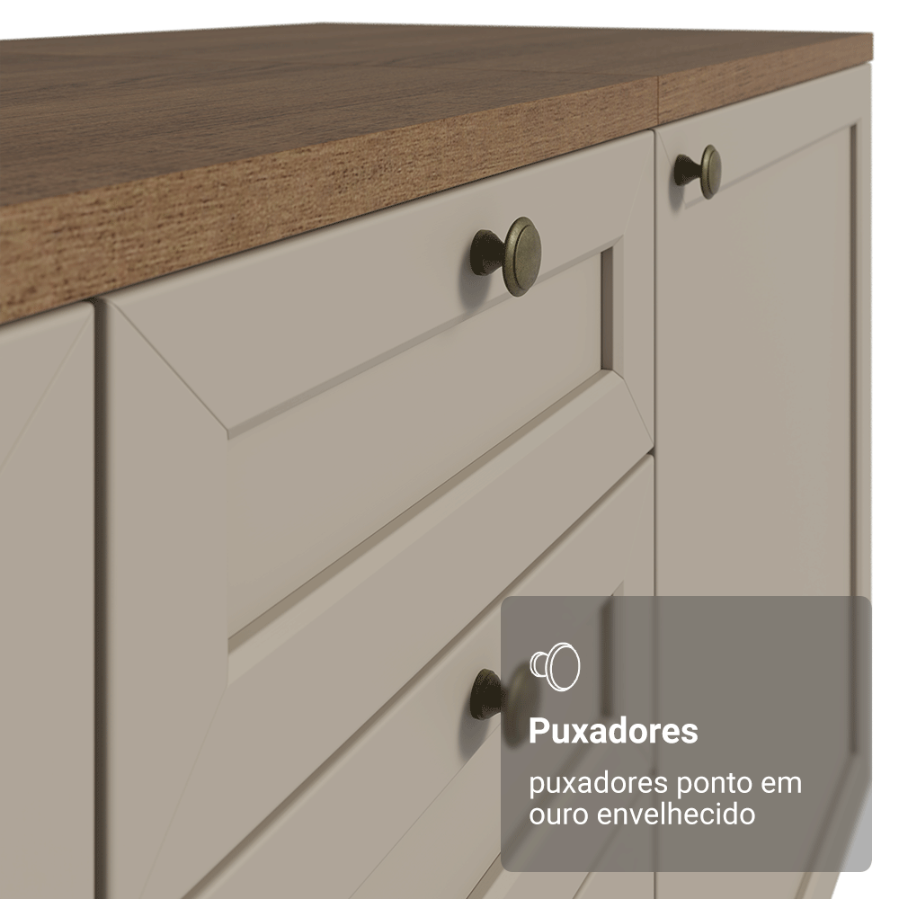 Armário de Cozinha Completa 340 cm Rustic/Crema Vik Madesa 01