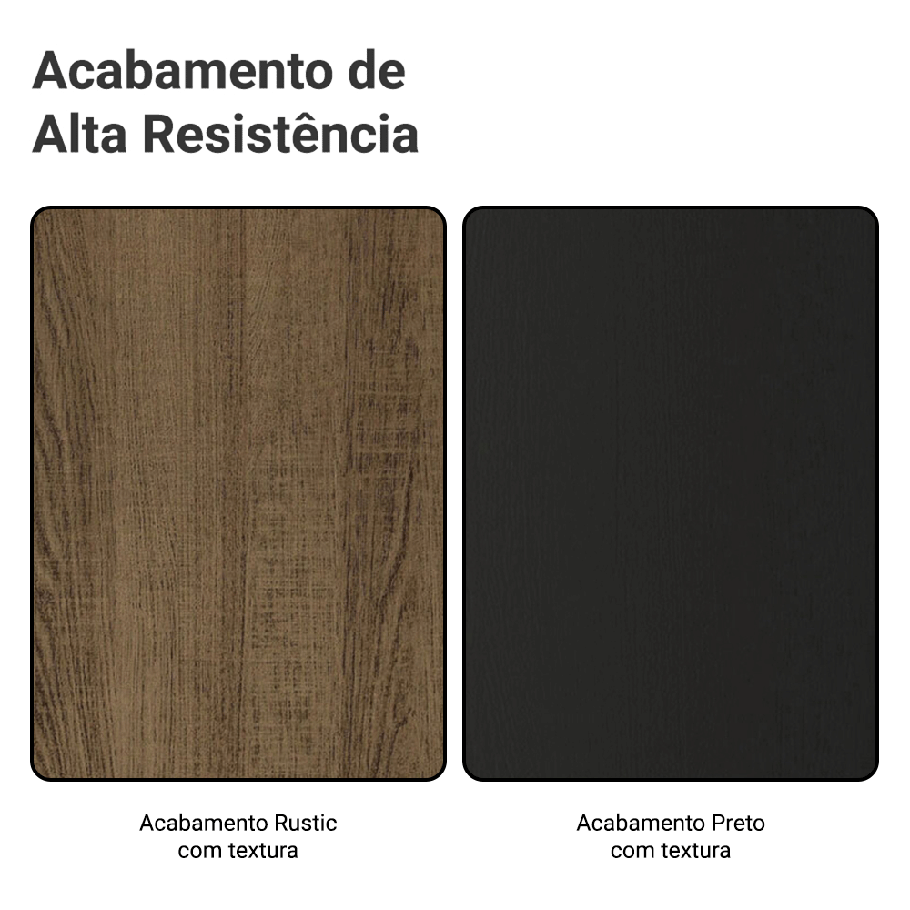 Balcão Gabinete de Pia 105 cm 3 Portas 2 Gavetas Rustic/Preto Lille Madesa