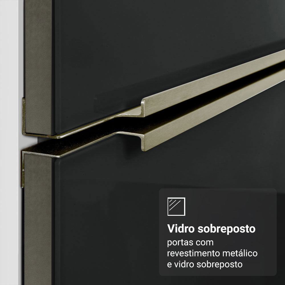 Armário Aéreo de Canto 1 Porta Branco/Preto Lux Madesa