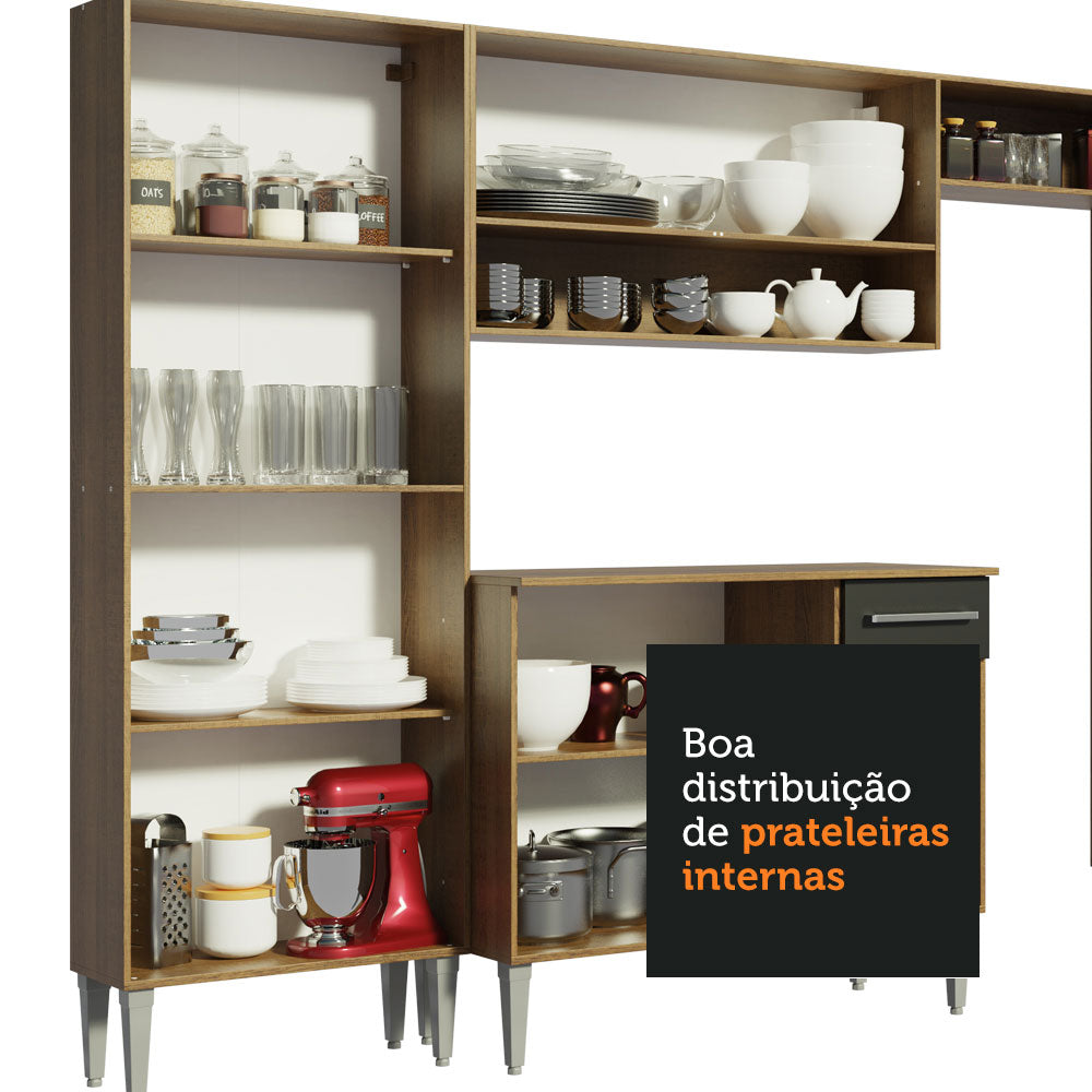 Armário de Cozinha Completa de Canto 293cm Rustic Emilly Line Madesa 06