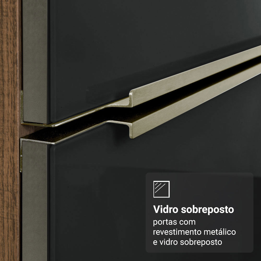 Armário de Cozinha Completa de Canto 416 x 60 cm Rustic/Preto Lux Madesa 01