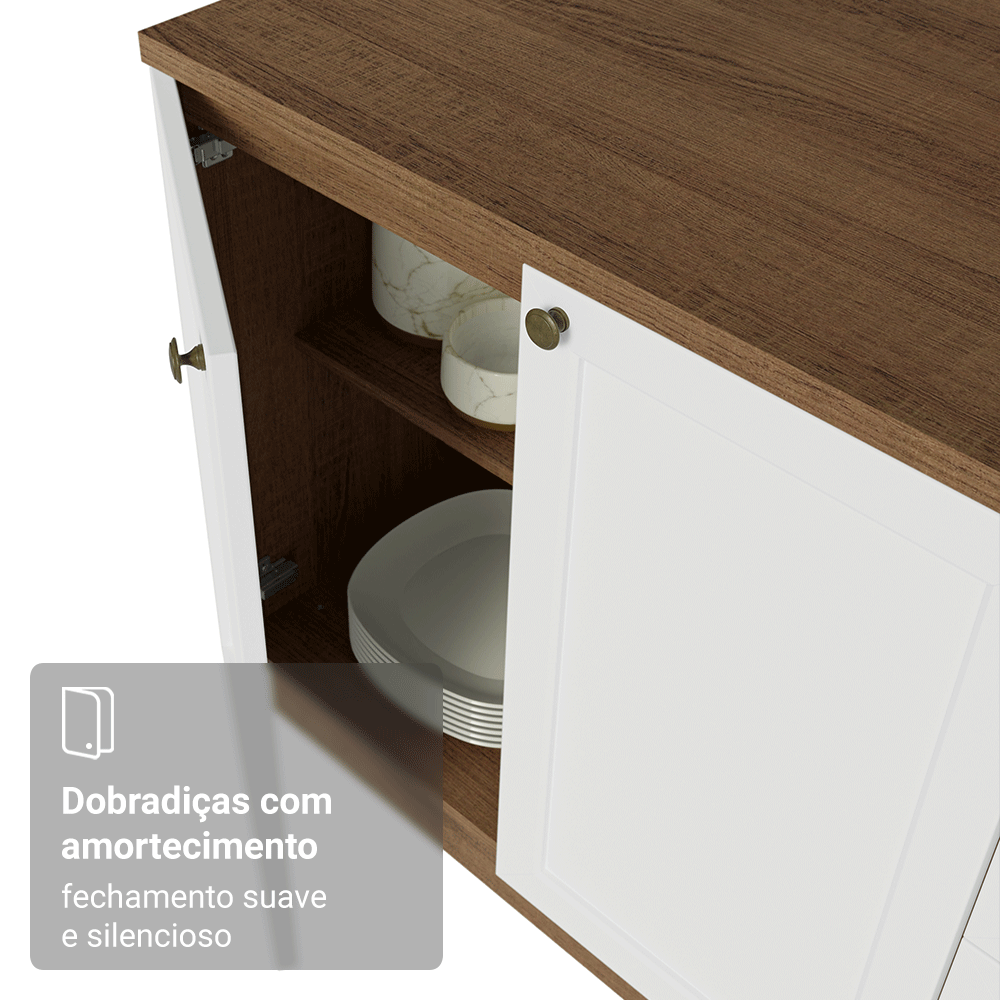 Armário de Cozinha Completa de Canto 549 cm Rustic/Branco Vik Madesa 01