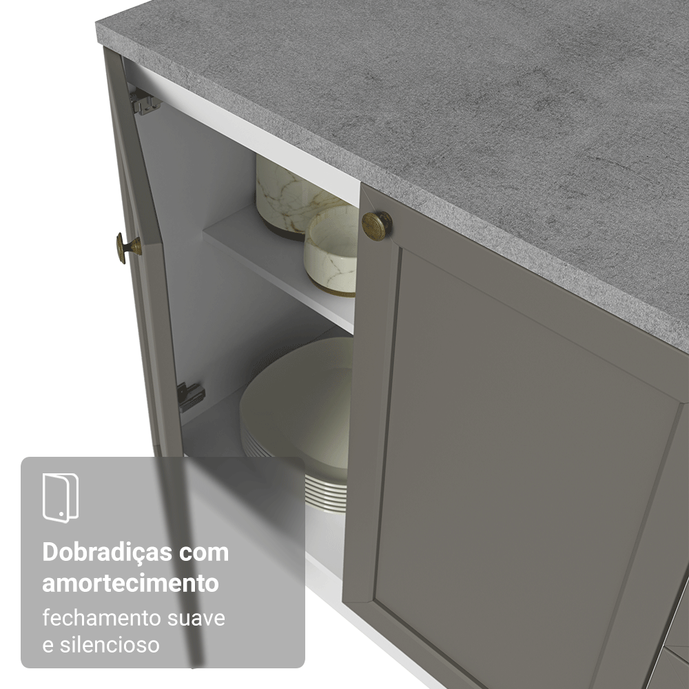 Armário de Cozinha Completa de Canto 549 cm Branco/Cinza Vik Madesa 01