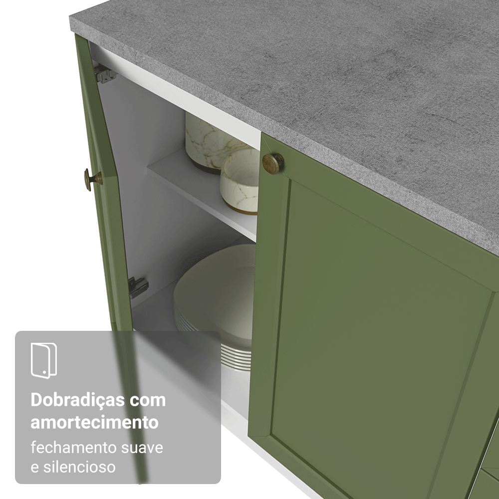Armário de Cozinha Completa de Canto 549 cm Branco/Verde Vik Madesa 01
