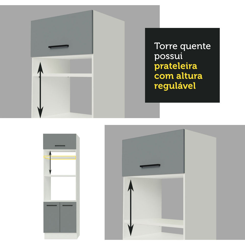 Armário de Cozinha Completa 290cm Branco/Cinza Agata Madesa 02