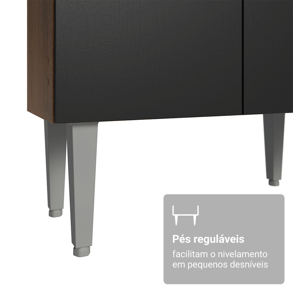 Armário de Cozinha Completa 220 cm Rustic/Preto Deli Madesa 02