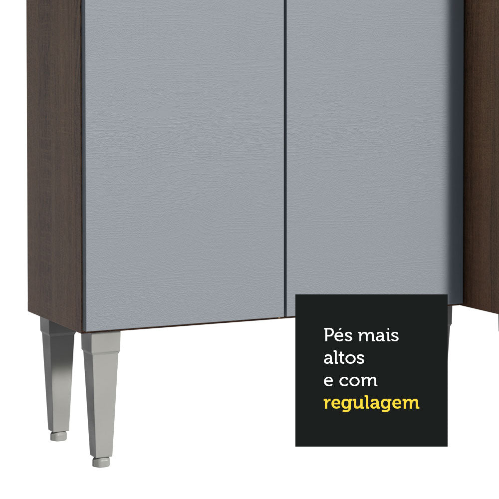 Armário de Cozinha Completa 293cm Rustic/Cinza Emilly Madesa 01