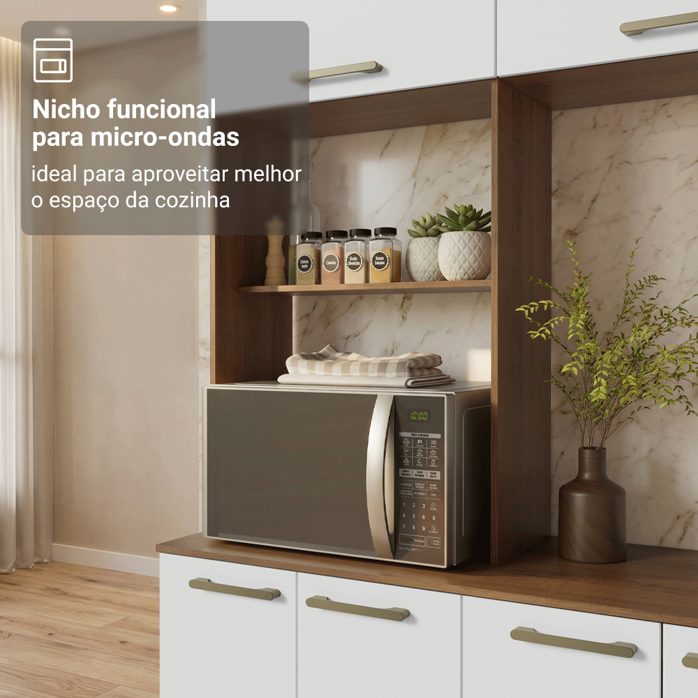 Armário de Cozinha Completa Lille 165 cm Rustic/Branco Madesa 01