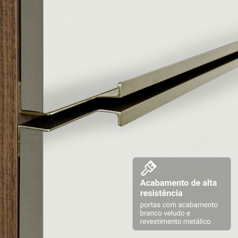Armário de Cozinha Compacta 120 x 60 cm Rustic/Branco Veludo Lux Madesa 02