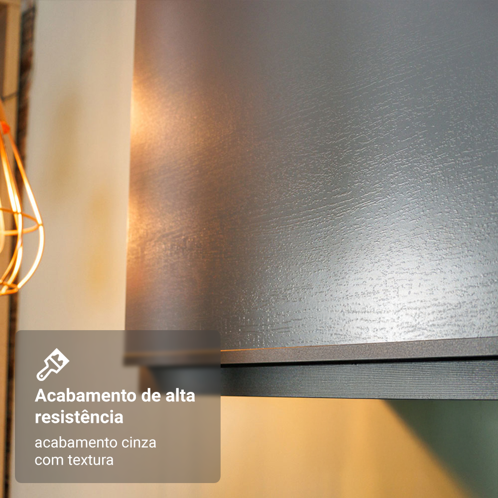 Armário de Cozinha Compacta 180 cm Suspenso Cinza Nice Madesa 04