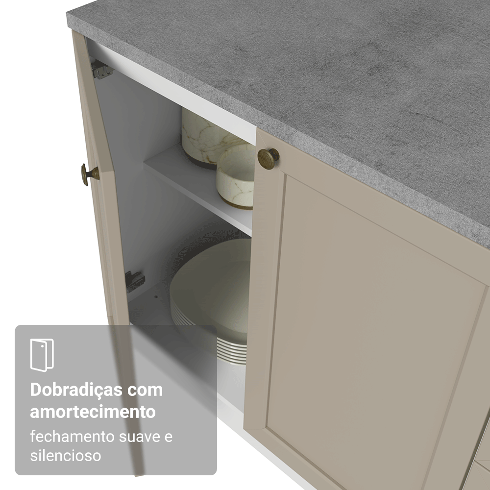 Armário de Cozinha Completa 270 cm Branco/Crema Vik Madesa 05