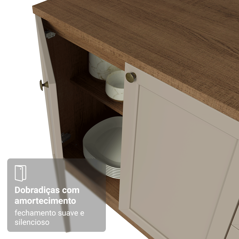 Armário de Cozinha Completa 270 cm Rustic/Crema Vik Madesa 05