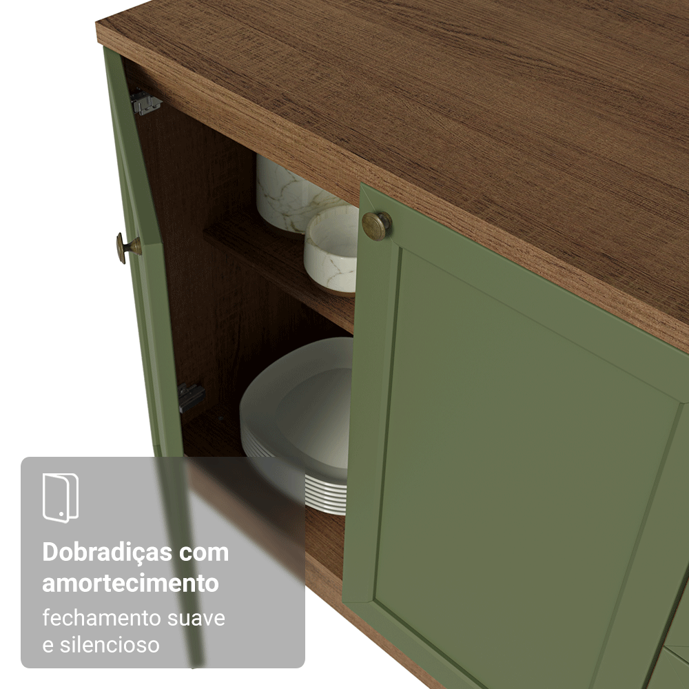 Armário de Cozinha Completa 270 cm Rustic/Verde Vik Madesa 05