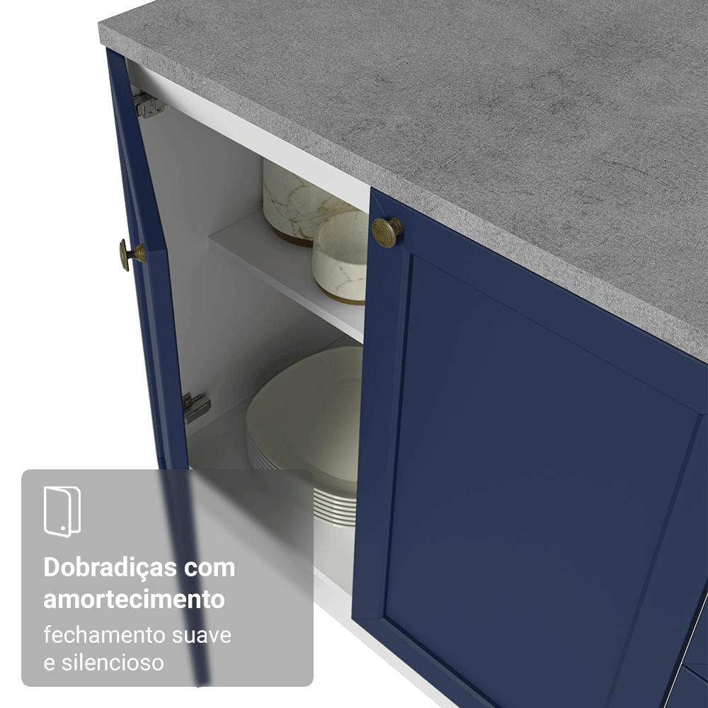 Armário de Cozinha Completa 270 cm Branco/Azul Vik Madesa 06