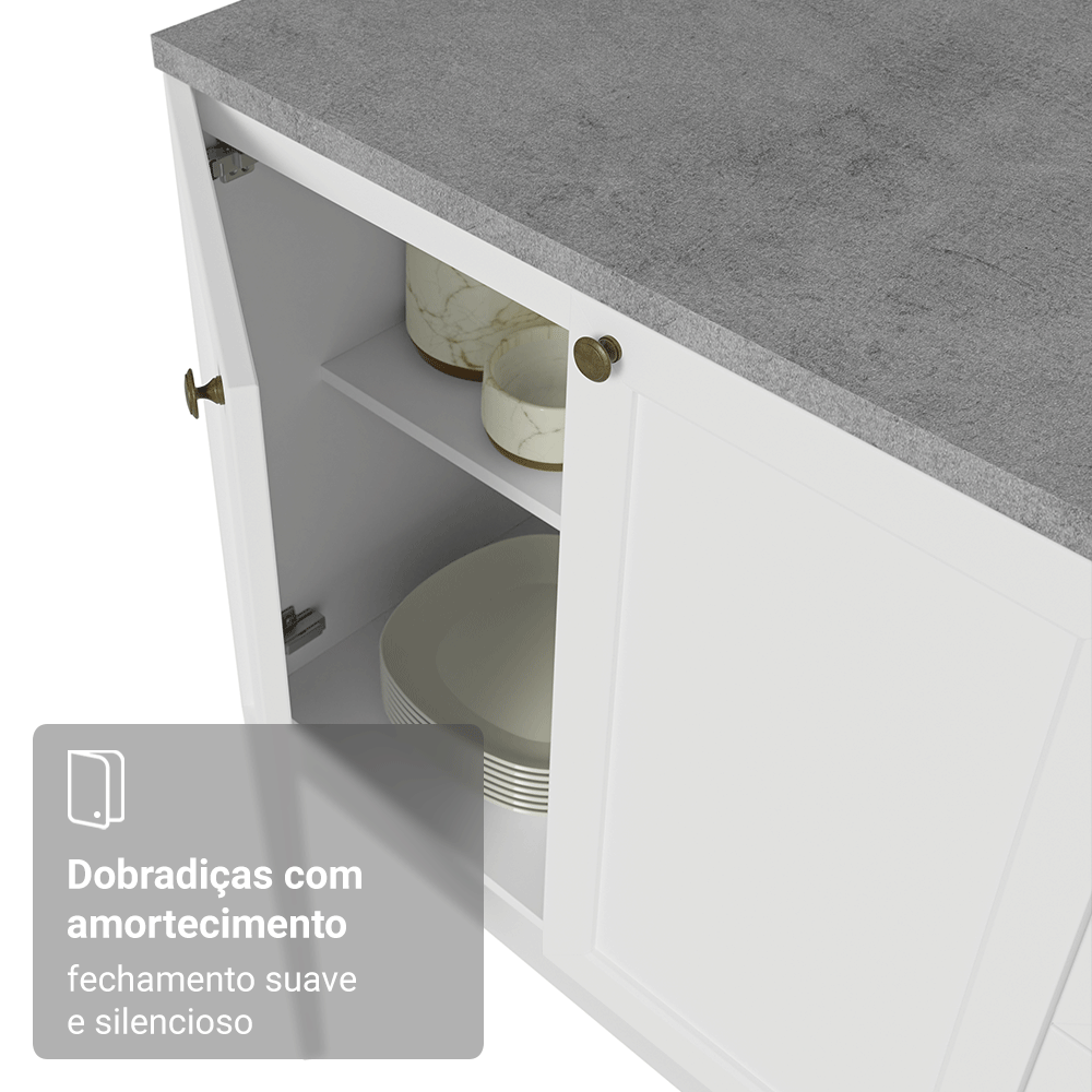 Armário de Cozinha Completa 340 cm Branco Vik Madesa 01