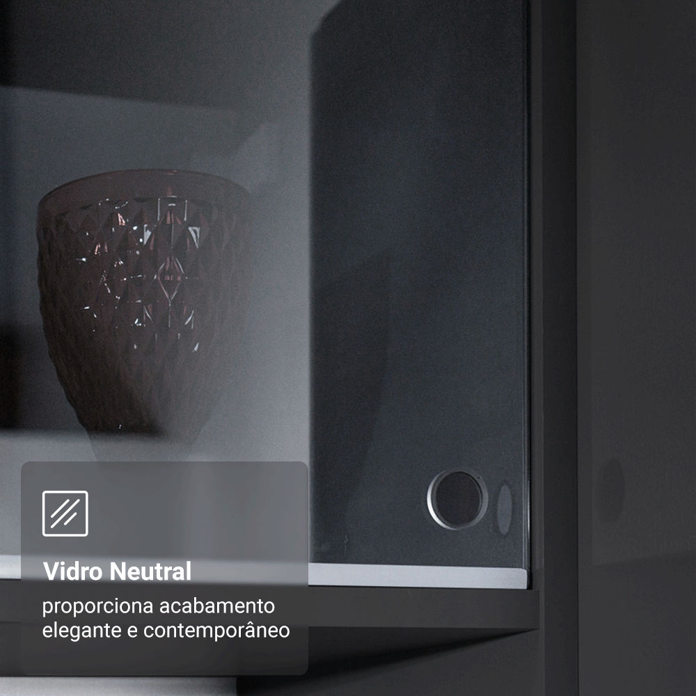 Armário de Cozinha Completa de Canto Suspenso 385 cm Preto Nice Madesa 02