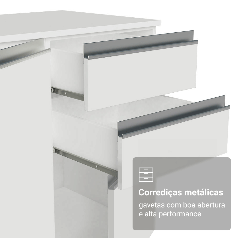 Armário de Cozinha Completa de Canto 507 cm Branco Smart 100% MDF Madesa 01
