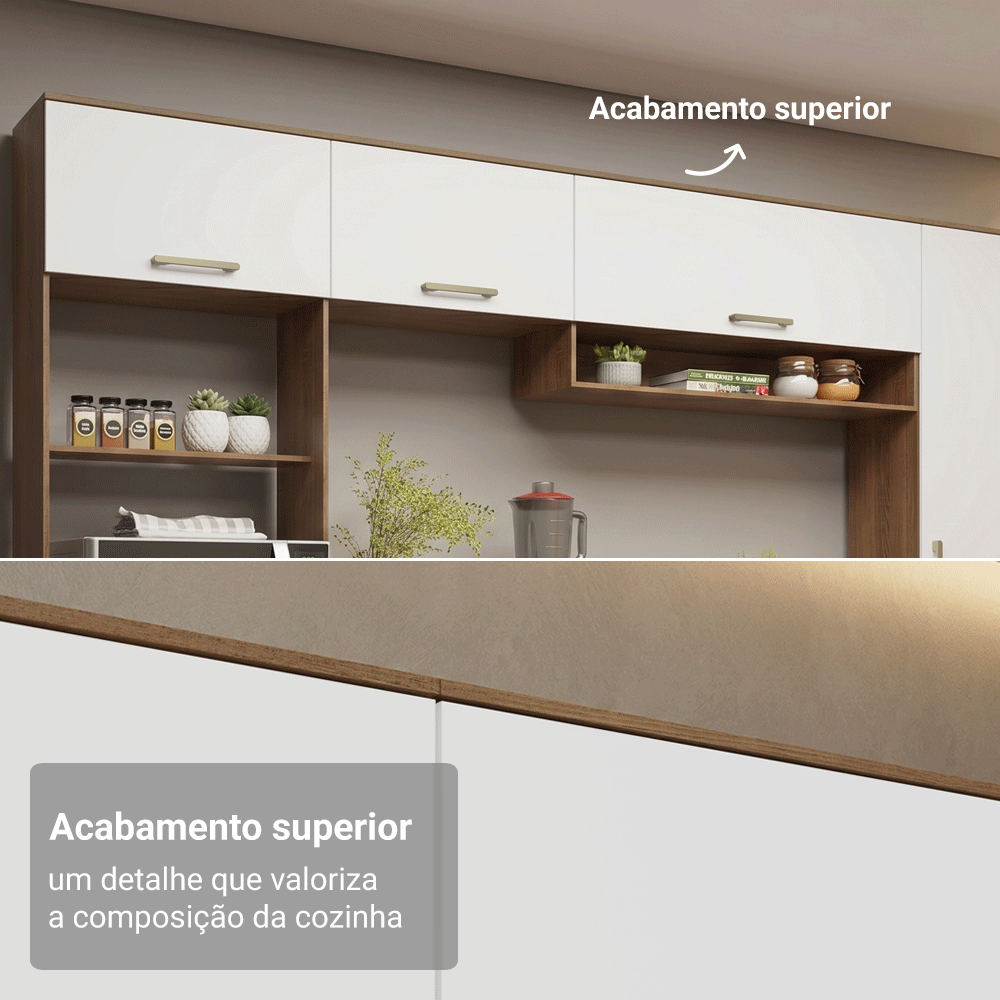 Armário de Cozinha Completa Lille 165 cm Rustic/Branco Madesa 01