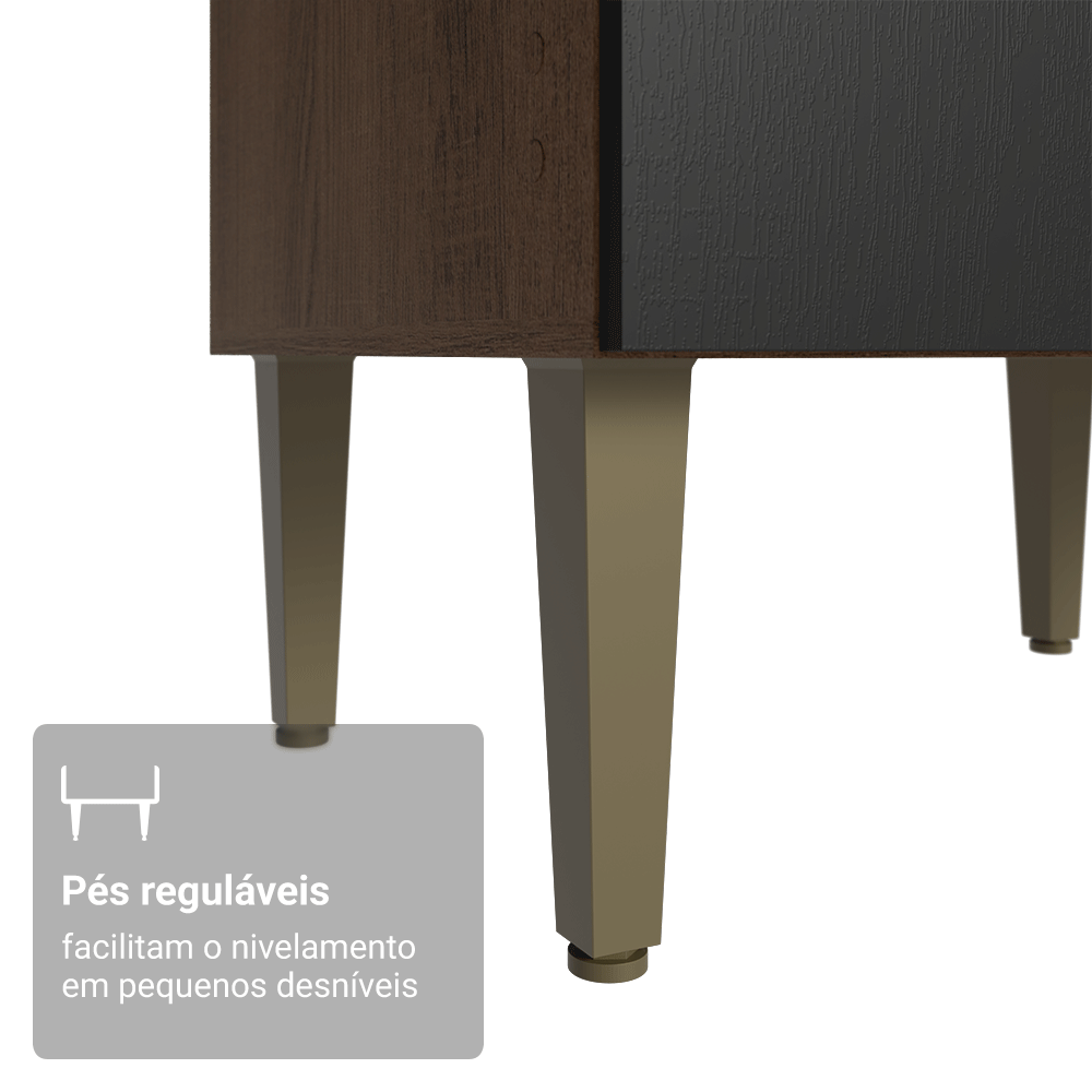 Armário de Cozinha Completa 305 cm Rustic/Preto Lille Madesa 01