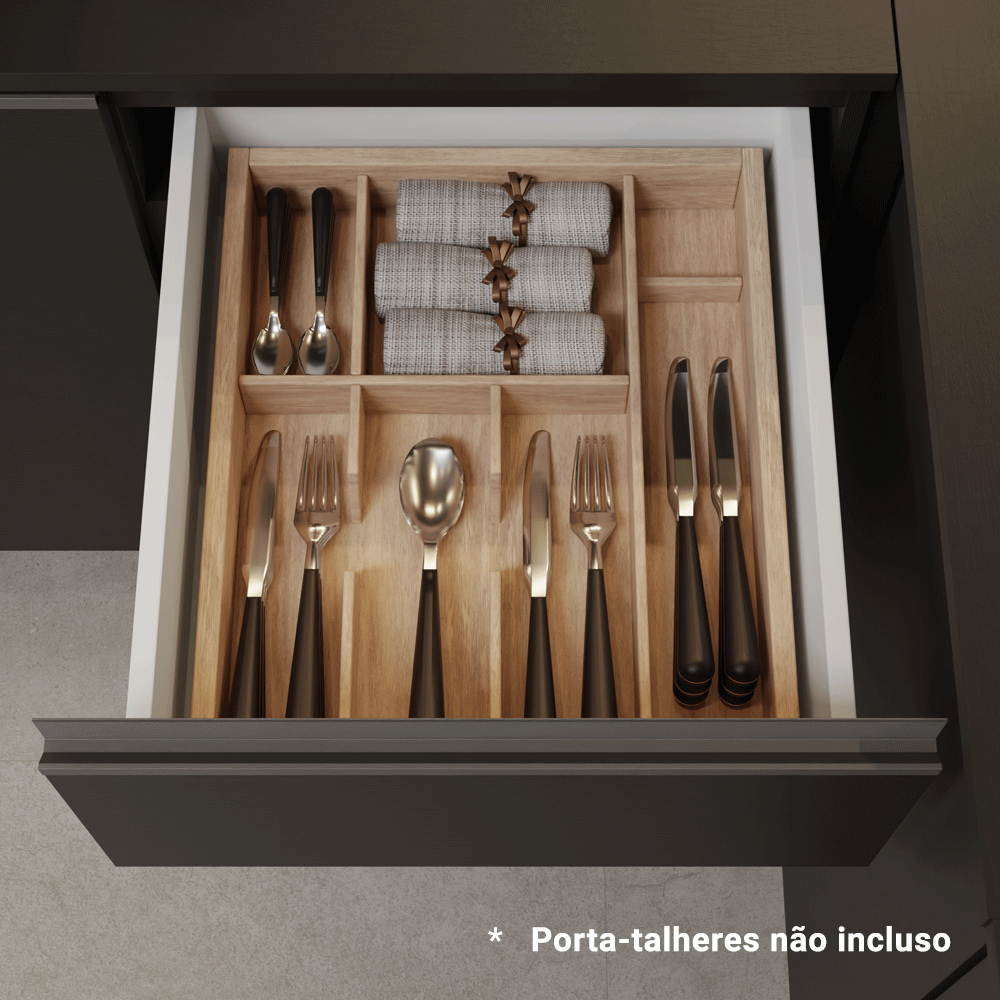 Armário de Cozinha Compacta 180 cm Preto Nice Madesa 01