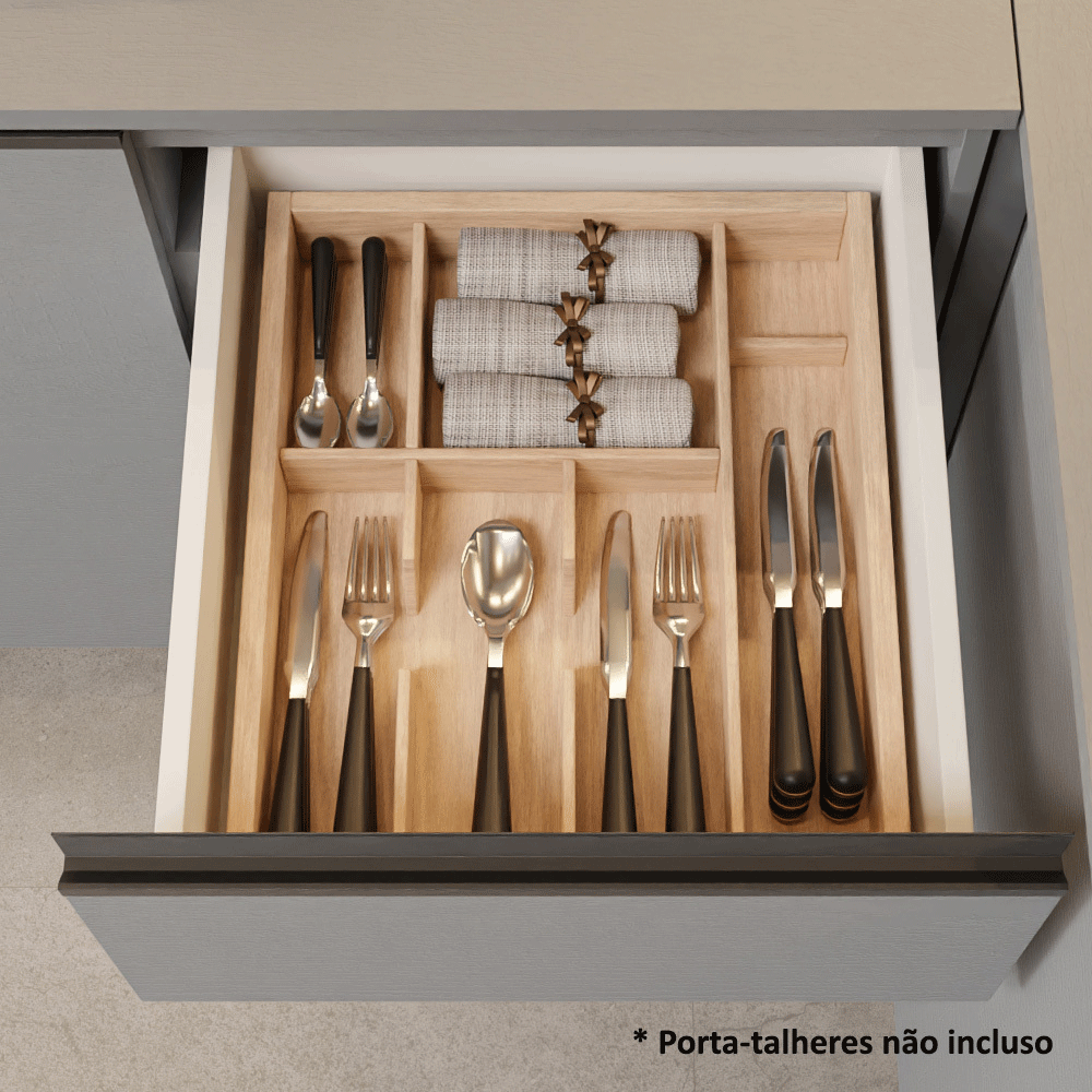 Armário de Cozinha Compacta 180 cm Suspenso Cinza Nice Madesa 04