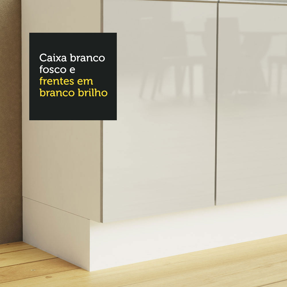 Armário de Cozinha Compacta 100% MDF 120 cm Frentes Branco Brilho Smart Madesa XP