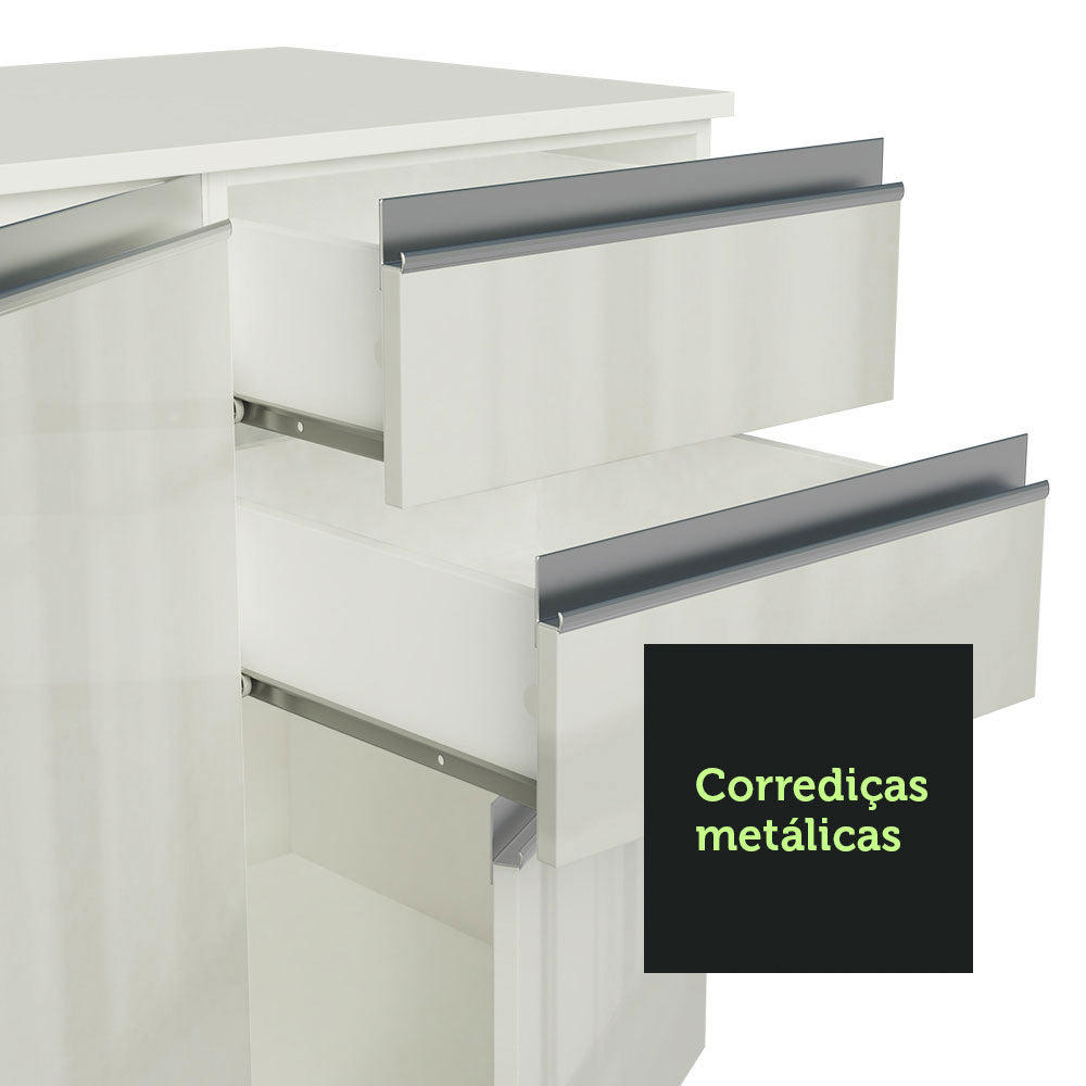 Armário de Cozinha Compacta 100% MDF 190 cm Frentes Branco Brilho Smart Madesa XP