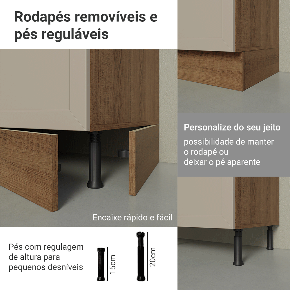 Armário de Cozinha Completa 270 cm Rustic/Crema Vik Madesa 05