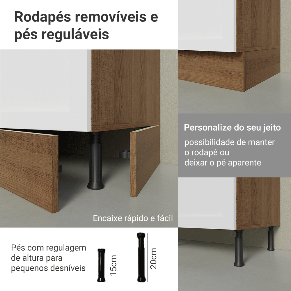 Armário de Cozinha Completa 270 cm Rustic/Branco Vik Madesa 06