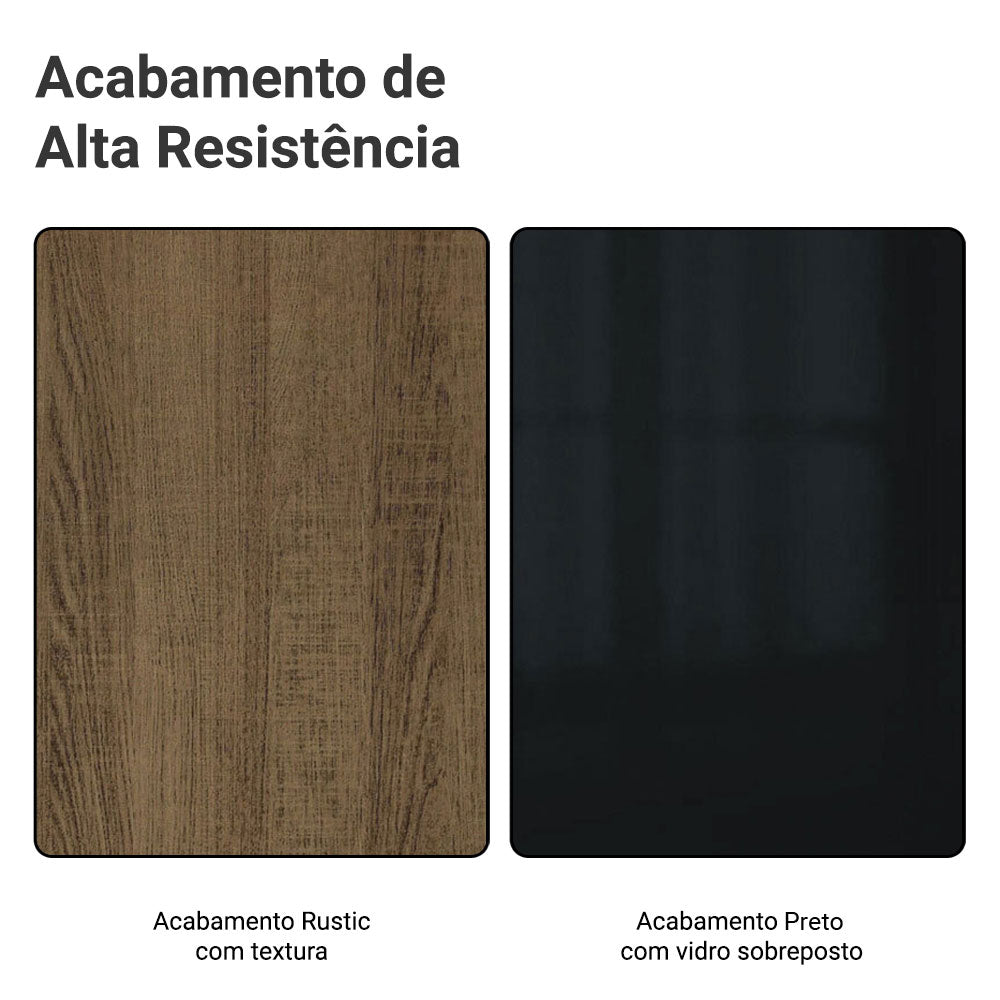 Balcão de Cozinha 50 cm 1 Porta Rustic/Preto Lux Madesa