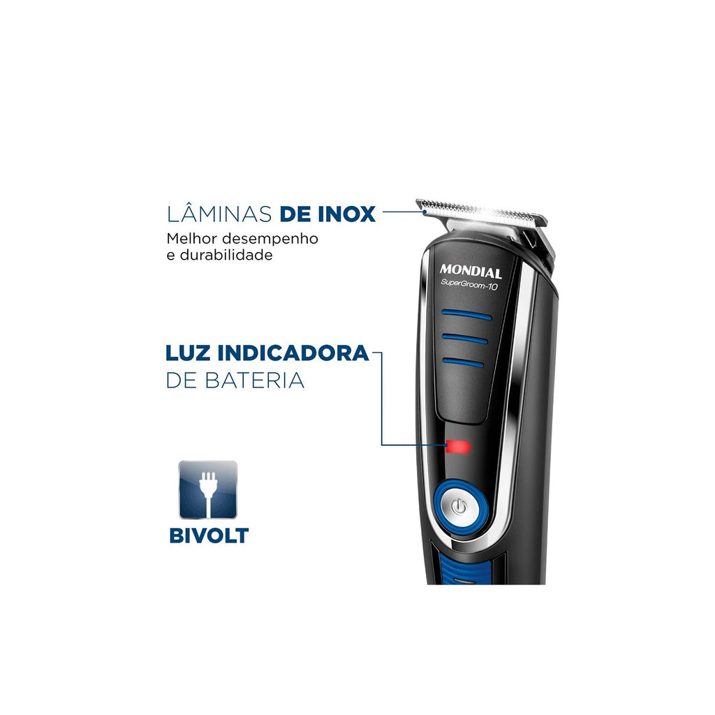 Aparador Elétrico Mondial BG-03 10 em 1 Recarregável Bivolt Multi Grooming